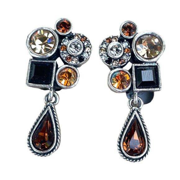 Patricia Locke Handmade Crystal Clip on Earrings #347 Year 2010